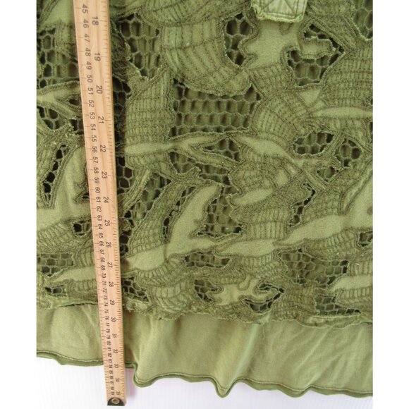 We The Free People Top Medium Henley Blouse Crochet Lace Boho Sheer - Picture 4 of 11